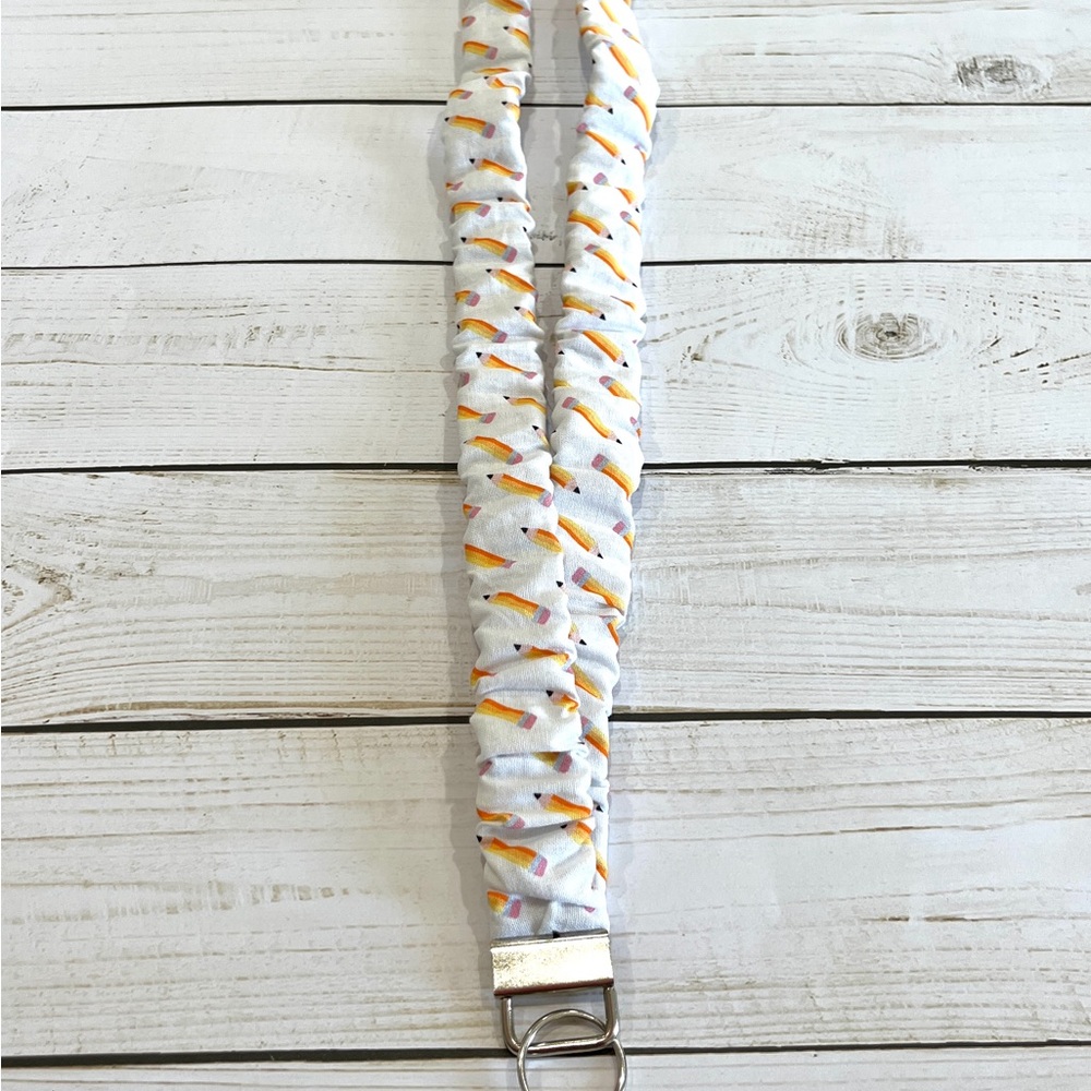 White Lanyard with Colorful Pattern